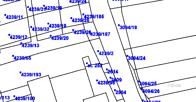 Parcela st. 4239/2 v KÚ Nemochovice, Katastrální mapa