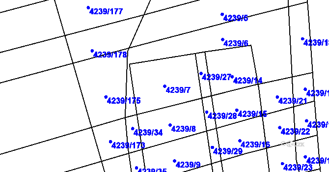 Parcela st. 4239/7 v KÚ Nemochovice, Katastrální mapa