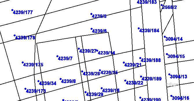 Parcela st. 4239/14 v KÚ Nemochovice, Katastrální mapa