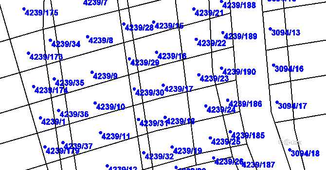 Parcela st. 4239/17 v KÚ Nemochovice, Katastrální mapa