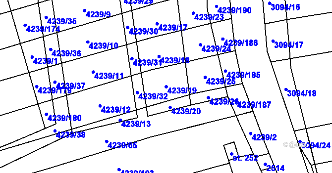 Parcela st. 4239/19 v KÚ Nemochovice, Katastrální mapa
