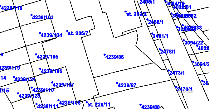 Parcela st. 4239/86 v KÚ Nemochovice, Katastrální mapa