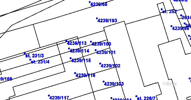 Parcela st. 4239/101 v KÚ Nemochovice, Katastrální mapa