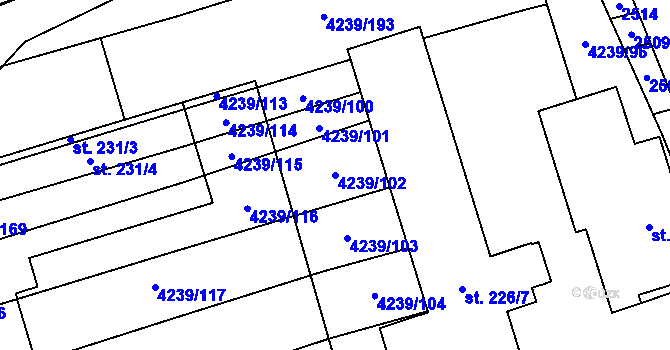 Parcela st. 4239/102 v KÚ Nemochovice, Katastrální mapa