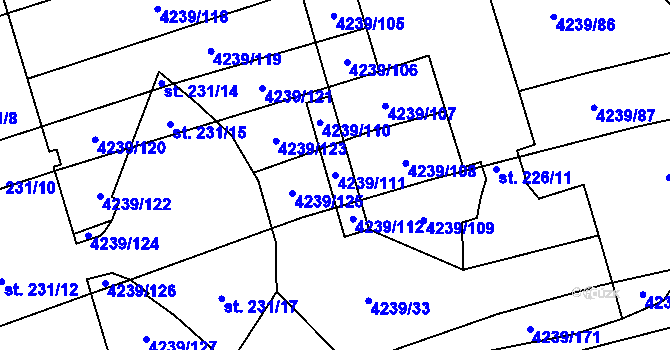 Parcela st. 4239/111 v KÚ Nemochovice, Katastrální mapa