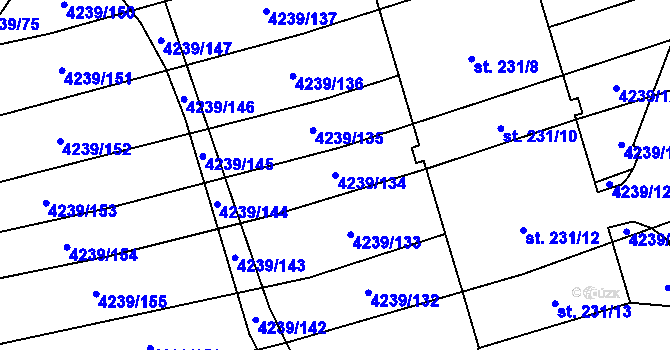 Parcela st. 4239/134 v KÚ Nemochovice, Katastrální mapa