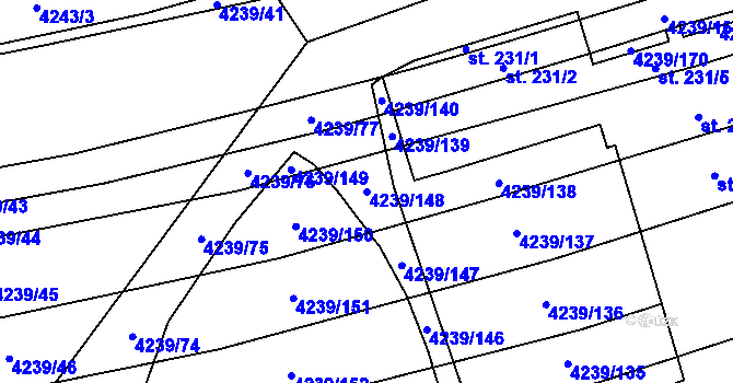 Parcela st. 4239/148 v KÚ Nemochovice, Katastrální mapa
