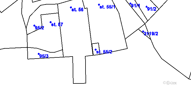 Parcela st. 55/2 v KÚ Nemochovice, Katastrální mapa