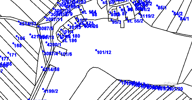 Parcela st. 101/12 v KÚ Nemochovice, Katastrální mapa