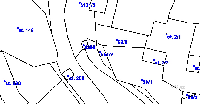 Parcela st. 657/2 v KÚ Nemochovice, Katastrální mapa
