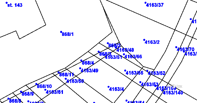 Parcela st. 868/3 v KÚ Nemochovice, Katastrální mapa