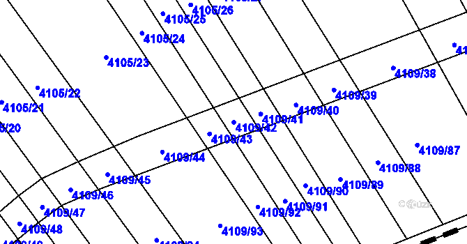 Parcela st. 4109/42 v KÚ Nemochovice, Katastrální mapa