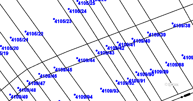 Parcela st. 4109/43 v KÚ Nemochovice, Katastrální mapa