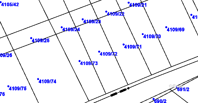 Parcela st. 4109/72 v KÚ Nemochovice, Katastrální mapa