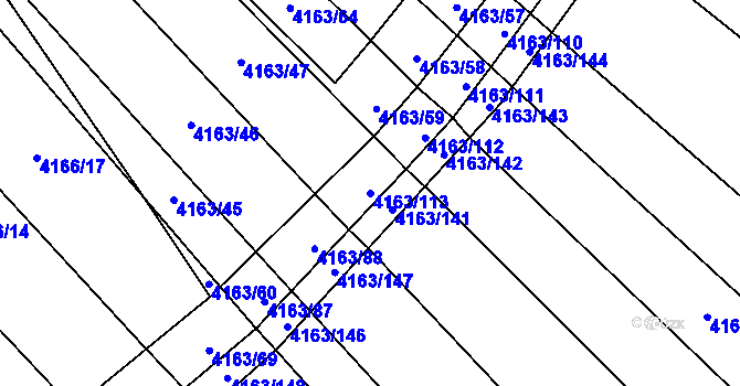 Parcela st. 4163/113 v KÚ Nemochovice, Katastrální mapa