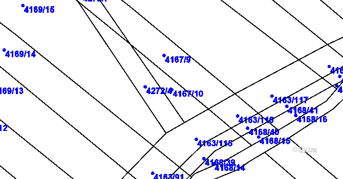 Parcela st. 4167/10 v KÚ Nemochovice, Katastrální mapa