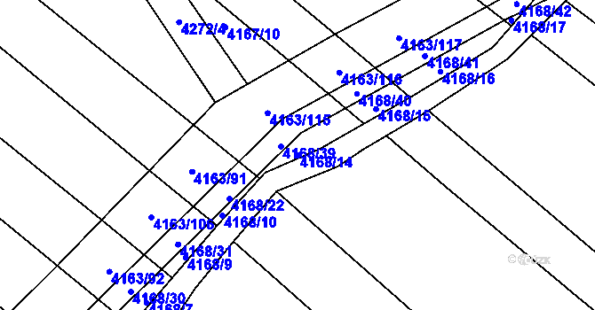 Parcela st. 4168/14 v KÚ Nemochovice, Katastrální mapa
