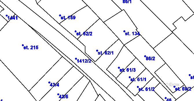 Parcela st. 62/1 v KÚ Nemojany, Katastrální mapa