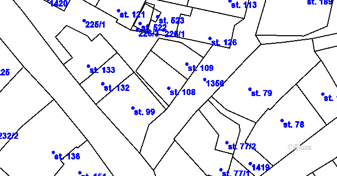 Parcela st. 108 v KÚ Nemojany, Katastrální mapa