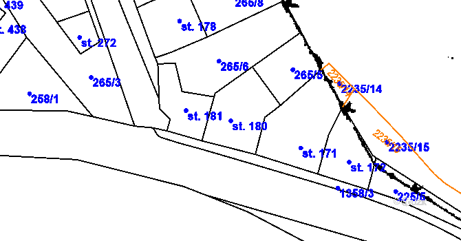 Parcela st. 180 v KÚ Nemojany, Katastrální mapa