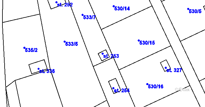 Parcela st. 253 v KÚ Nemojany, Katastrální mapa