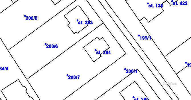 Parcela st. 284 v KÚ Nemojany, Katastrální mapa