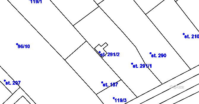 Parcela st. 291/2 v KÚ Nemojany, Katastrální mapa