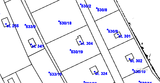 Parcela st. 304 v KÚ Nemojany, Katastrální mapa