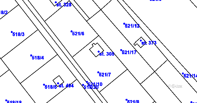 Parcela st. 305 v KÚ Nemojany, Katastrální mapa