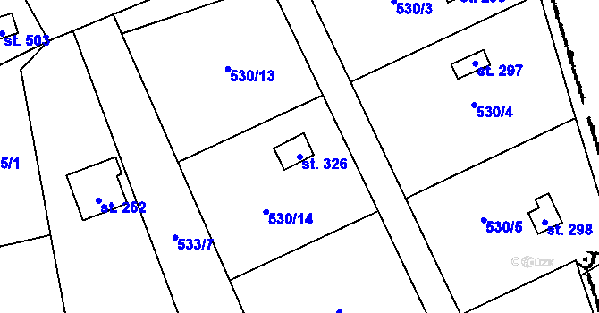 Parcela st. 326 v KÚ Nemojany, Katastrální mapa