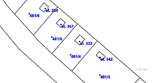 Parcela st. 333 v KÚ Nemojany, Katastrální mapa
