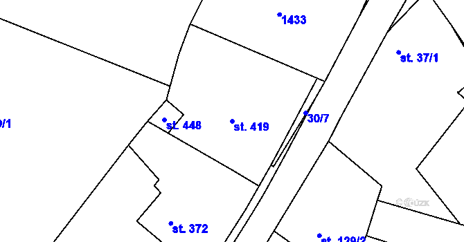 Parcela st. 419 v KÚ Nemojany, Katastrální mapa