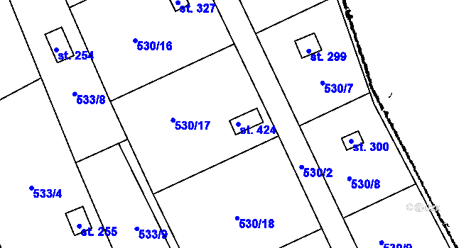 Parcela st. 424 v KÚ Nemojany, Katastrální mapa