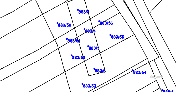 Parcela st. 883/5 v KÚ Nemojany, Katastrální mapa