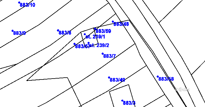 Parcela st. 883/7 v KÚ Nemojany, Katastrální mapa