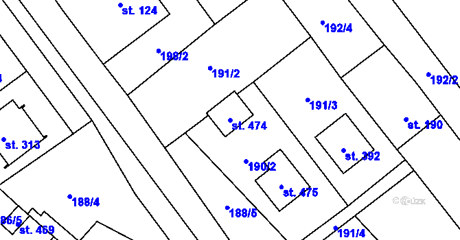 Parcela st. 474 v KÚ Nemojany, Katastrální mapa