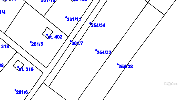 Parcela st. 254/32 v KÚ Nemojany, Katastrální mapa