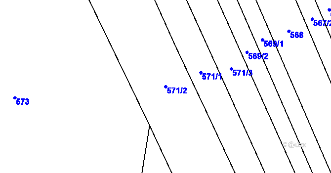 Parcela st. 571/2 v KÚ Nemojany, Katastrální mapa