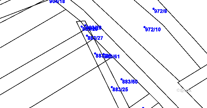 Parcela st. 883/61 v KÚ Nemojany, Katastrální mapa
