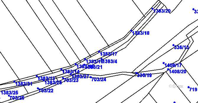 Parcela st. 1383/17 v KÚ Nemojany, Katastrální mapa