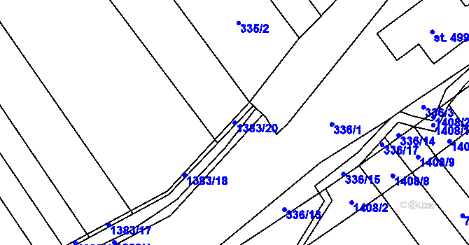 Parcela st. 1383/20 v KÚ Nemojany, Katastrální mapa