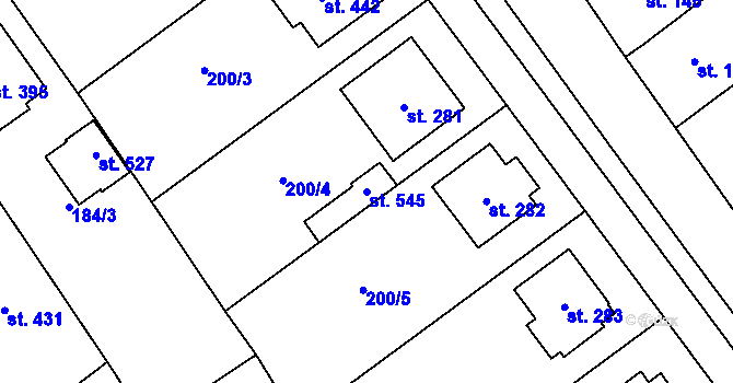 Parcela st. 545 v KÚ Nemojany, Katastrální mapa