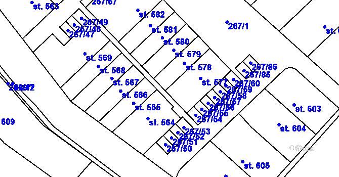 Parcela st. 267/61 v KÚ Nemojany, Katastrální mapa