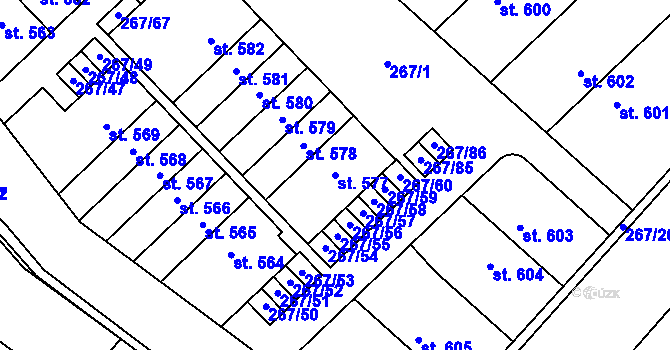 Parcela st. 577 v KÚ Nemojany, Katastrální mapa
