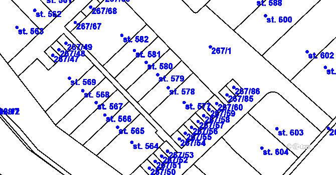 Parcela st. 578 v KÚ Nemojany, Katastrální mapa