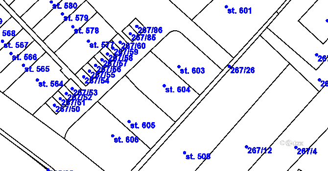 Parcela st. 604 v KÚ Nemojany, Katastrální mapa