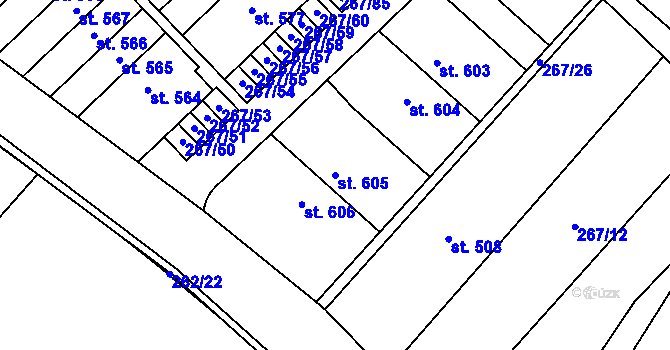 Parcela st. 605 v KÚ Nemojany, Katastrální mapa