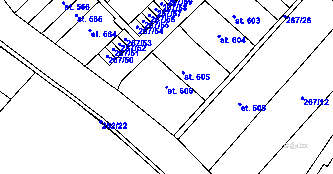 Parcela st. 606 v KÚ Nemojany, Katastrální mapa