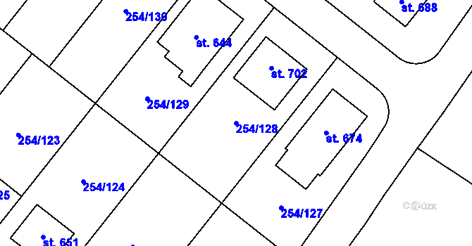 Parcela st. 254/128 v KÚ Nemojany, Katastrální mapa