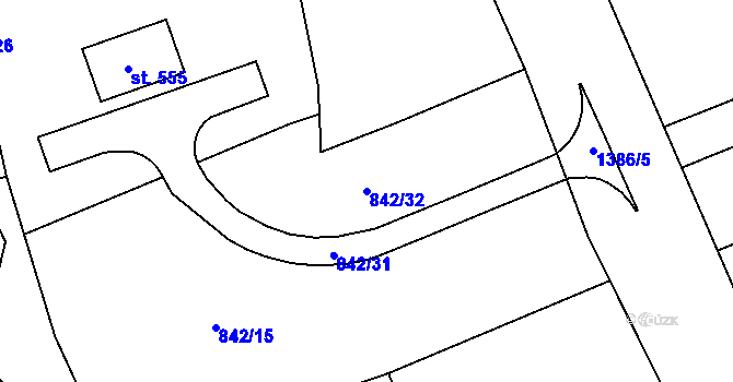 Parcela st. 842/32 v KÚ Nemojany, Katastrální mapa